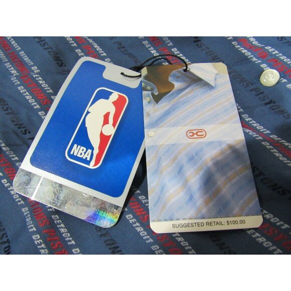 NBA Detroit Pistons Blue Button Up Dress Shirt Long Sleeve by Headmaster size L - Picture 9 of 10
